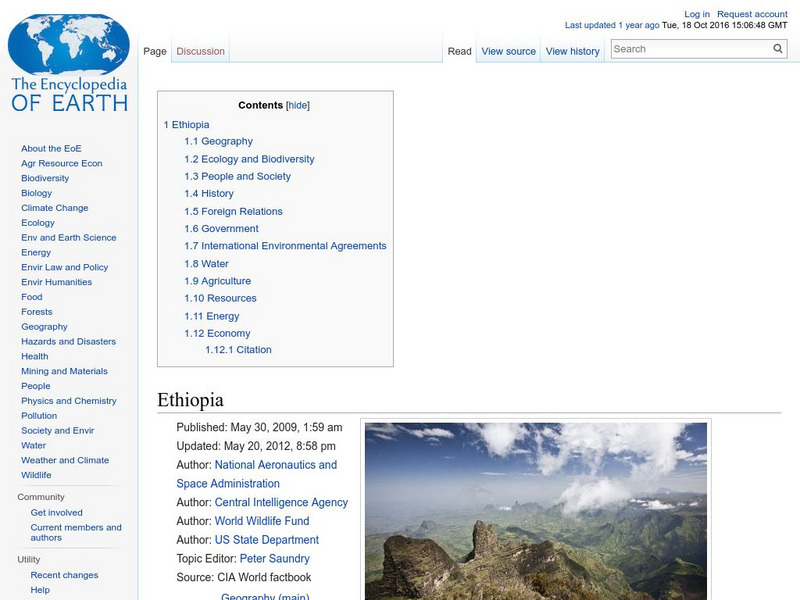 Encyclopedia of Earth: Ethiopia Handout