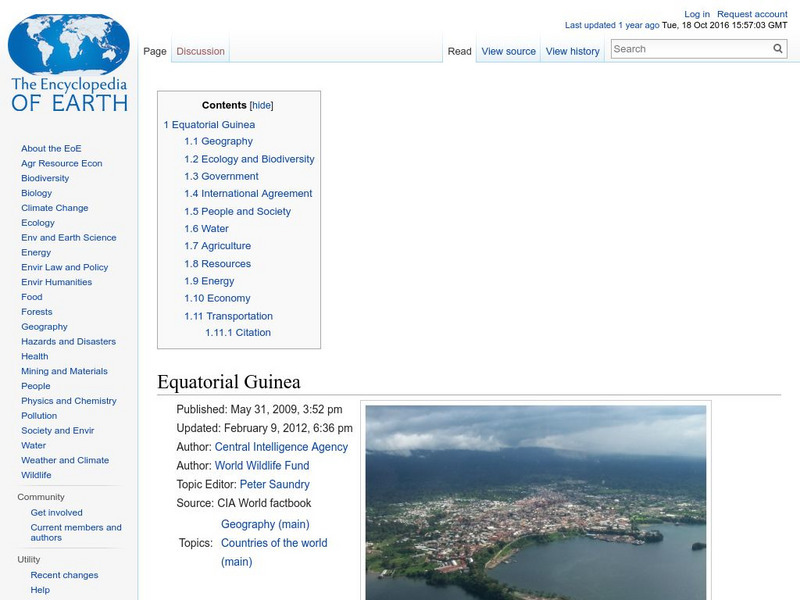 Encyclopedia of Earth: Equatorial Guinea Handout Encyclopedia of Earth: Equatorial Guinea Handout