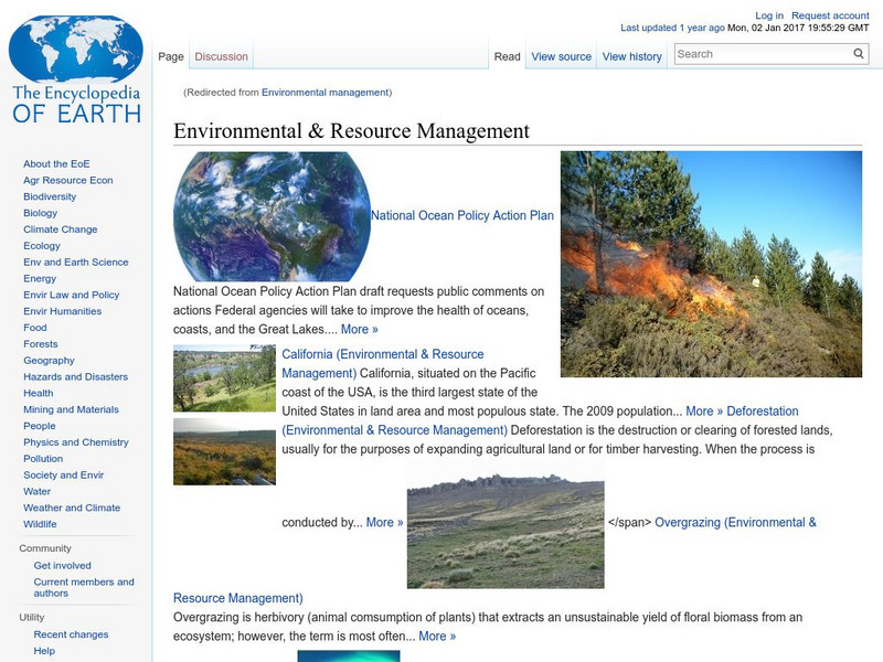 Encyclopedia of Earth: Environmental & Resource Management Handout Encyclopedia of Earth: Environmental & Resource Management Handout
