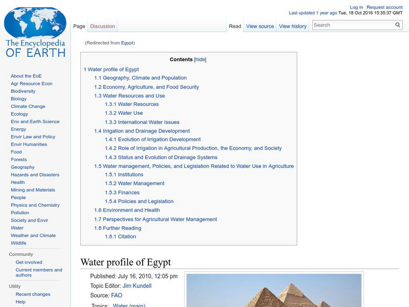 Encyclopedia of Earth: Egypt Handout