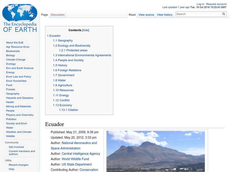 Encyclopedia of Earth: Ecuador Handout