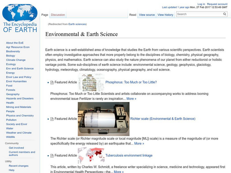 Encyclopedia of Earth: Environmental & Earth Science Handout Encyclopedia of Earth: Environmental & Earth Science Handout