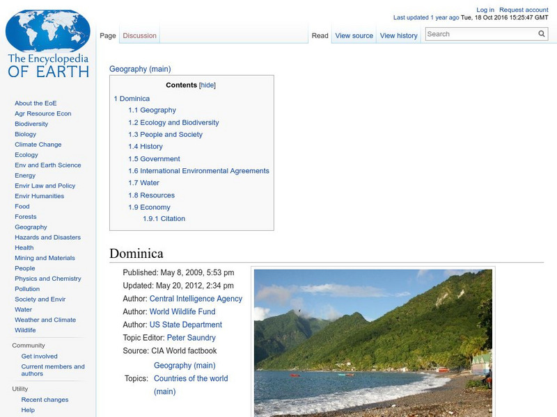 Encyclopedia of Earth: Dominica Handout