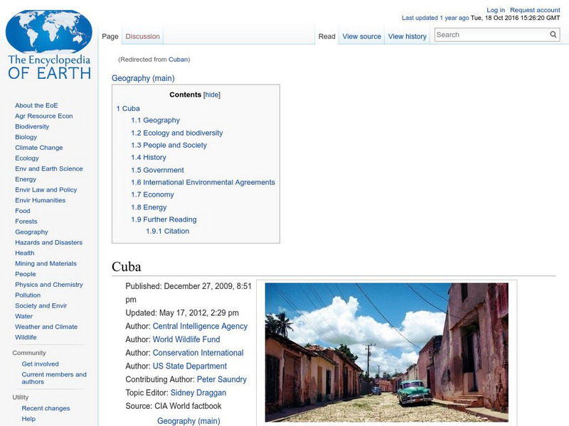 Encyclopedia of Earth: Cuba Handout Encyclopedia of Earth: Cuba Handout