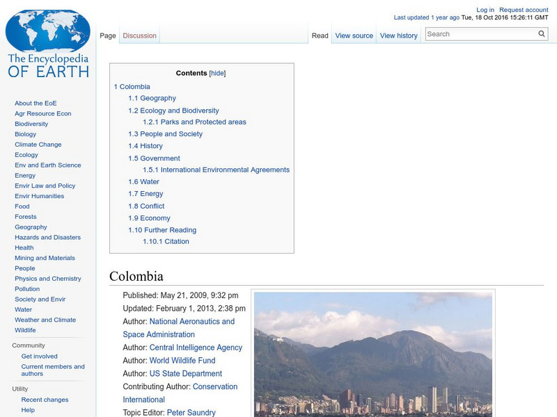 Encyclopedia of Earth: Colombia Handout Encyclopedia of Earth: Colombia Handout