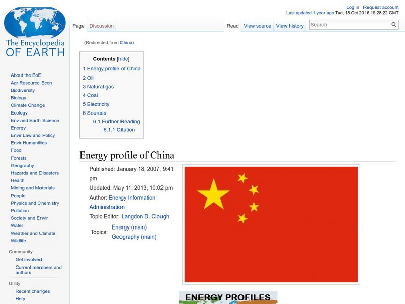 Encyclopedia of Earth: China Handout Encyclopedia of Earth: China Handout