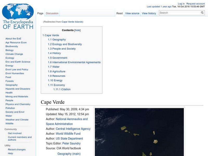Encyclopedia of Earth: Cape Verde Handout