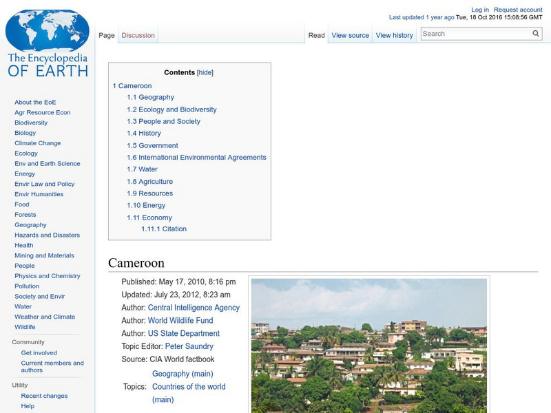 Encyclopedia of Earth: Cameroon Handout Encyclopedia of Earth: Cameroon Handout
