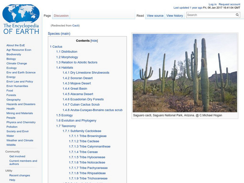 Encyclopedia of Earth: Cactus Handout Encyclopedia of Earth: Cactus Handout