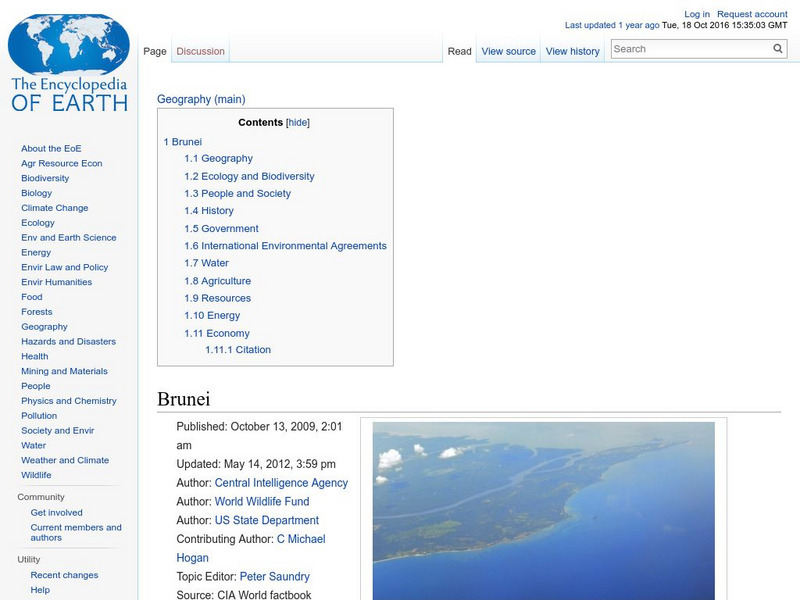 Encyclopedia of Earth: Brunei Handout