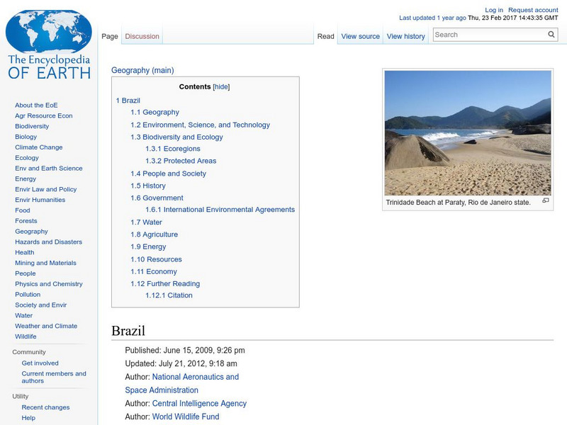 Encyclopedia of Earth: Brazil Handout Encyclopedia of Earth: Brazil Handout