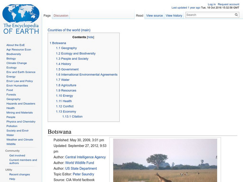 Encyclopedia of Earth: Botswana Handout Encyclopedia of Earth: Botswana Handout