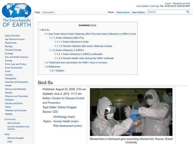 Encyclopedia of Earth: Bird Flu Handout Encyclopedia of Earth: Bird Flu Handout