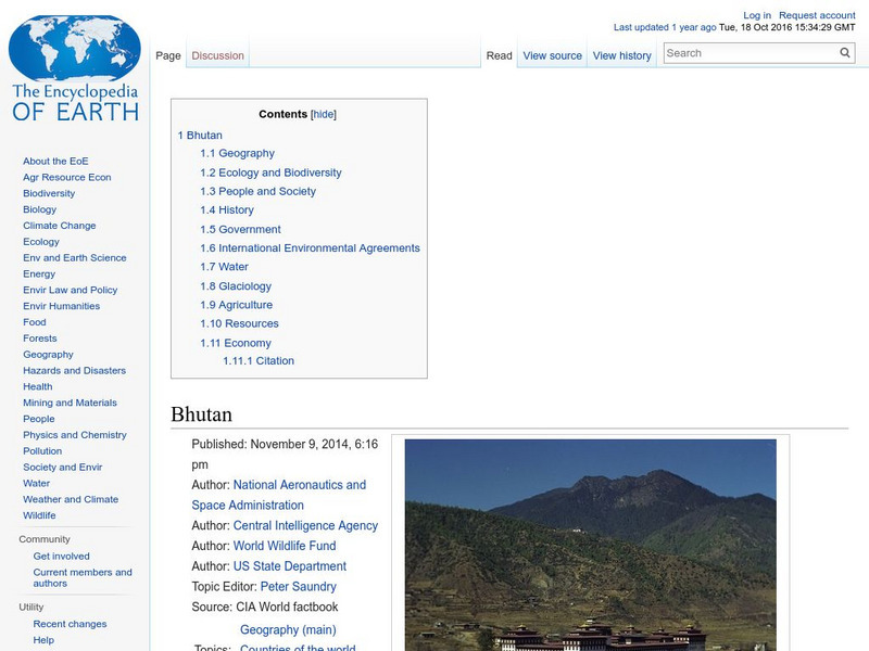 Encyclopedia of Earth: Bhutan Handout Encyclopedia of Earth: Bhutan Handout