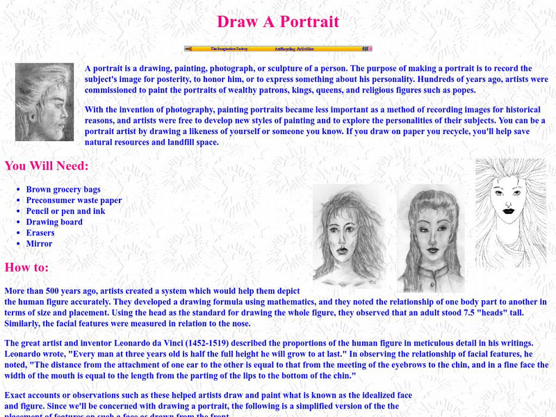 Imagination Factory: Draw a Portrait Lesson Plan Imagination Factory: Draw a Portrait Lesson Plan