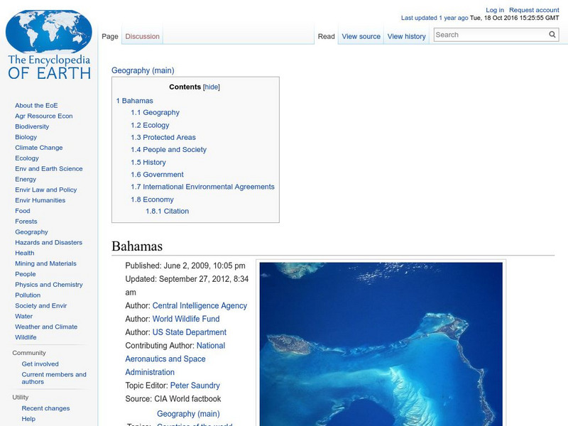 Encyclopedia of Earth: Bahamas Handout Encyclopedia of Earth: Bahamas Handout