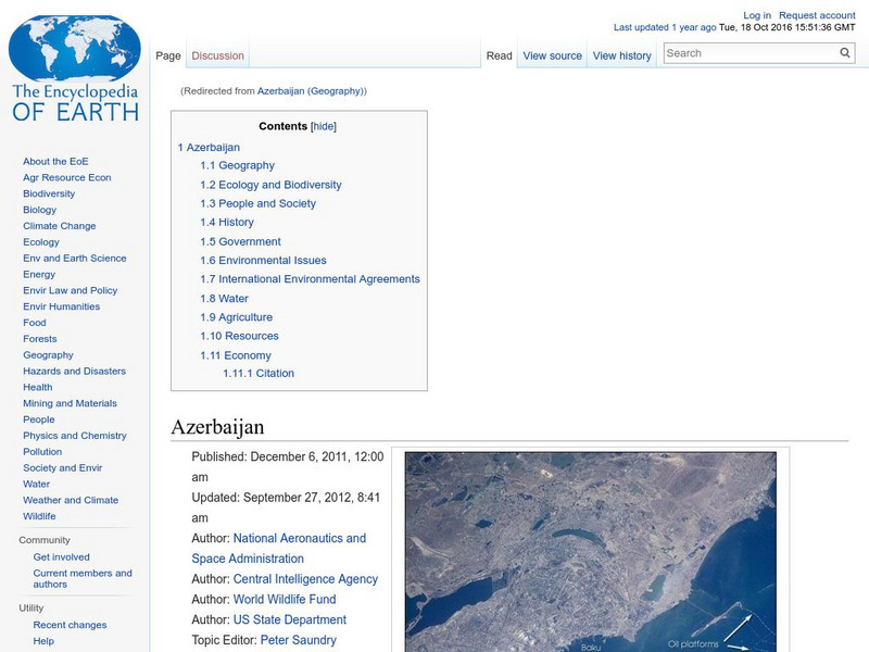 Encyclopedia of Earth: Azerbaijan Handout Encyclopedia of Earth: Azerbaijan Handout