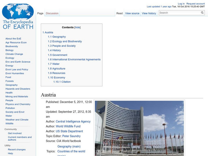 Encyclopedia of Earth: Austria Handout Encyclopedia of Earth: Austria Handout