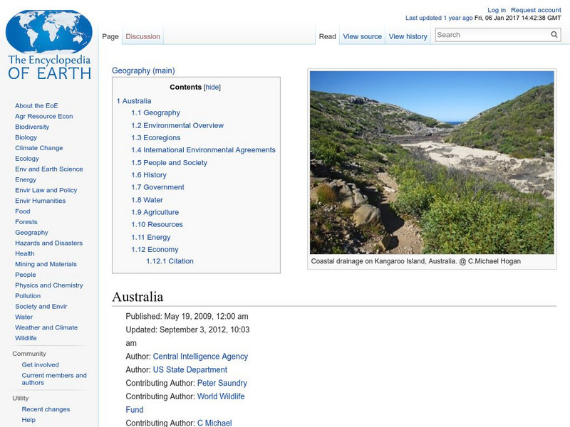 Encyclopedia of Earth: Australia Handout Encyclopedia of Earth: Australia Handout