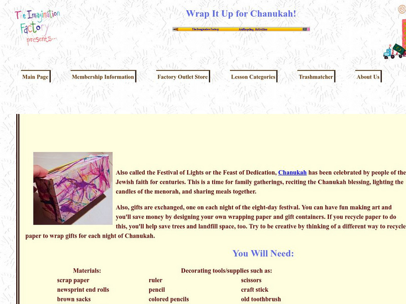 Imagination Factory: Wrap It Up for Chanukah Lesson Plan Imagination Factory: Wrap It Up for Chanukah Lesson Plan