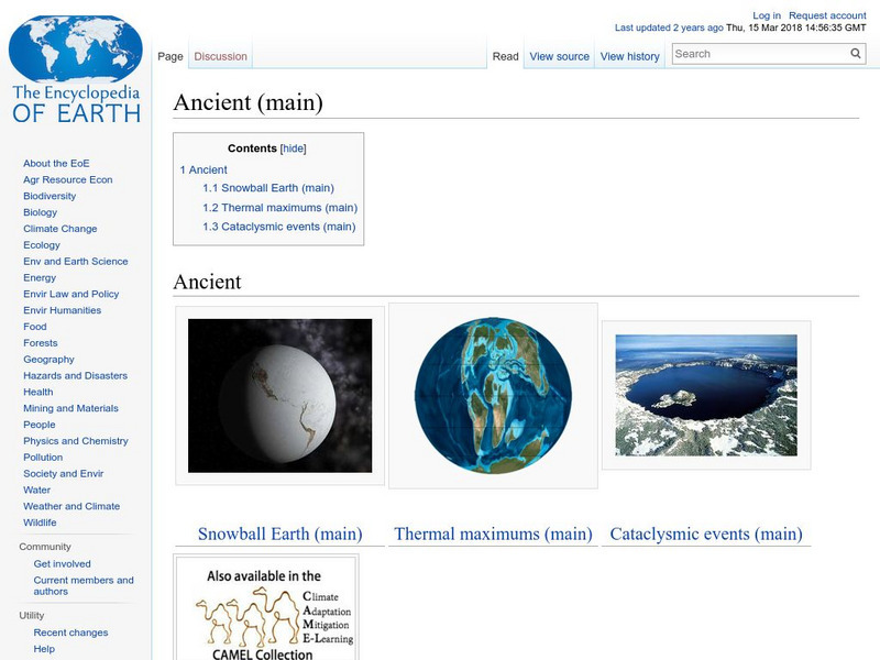 Encyclopedia of Earth: Climate Change: Ancient Handout Encyclopedia of Earth: Climate Change: Ancient Handout