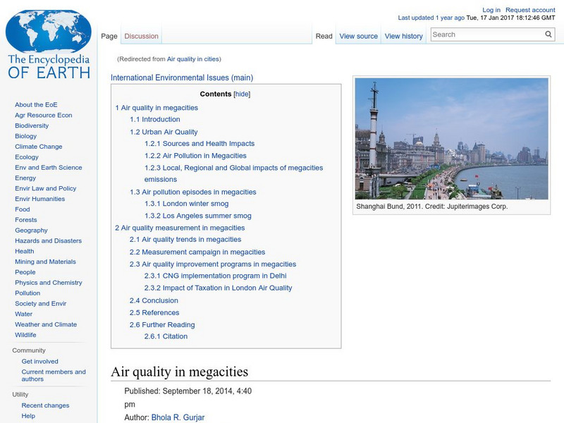 Encyclopedia of Earth: Air Quality in Megacities Handout Encyclopedia of Earth: Air Quality in Megacities Handout