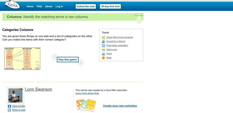 Quia: Categories Columns Interactive Quia: Categories Columns Interactive