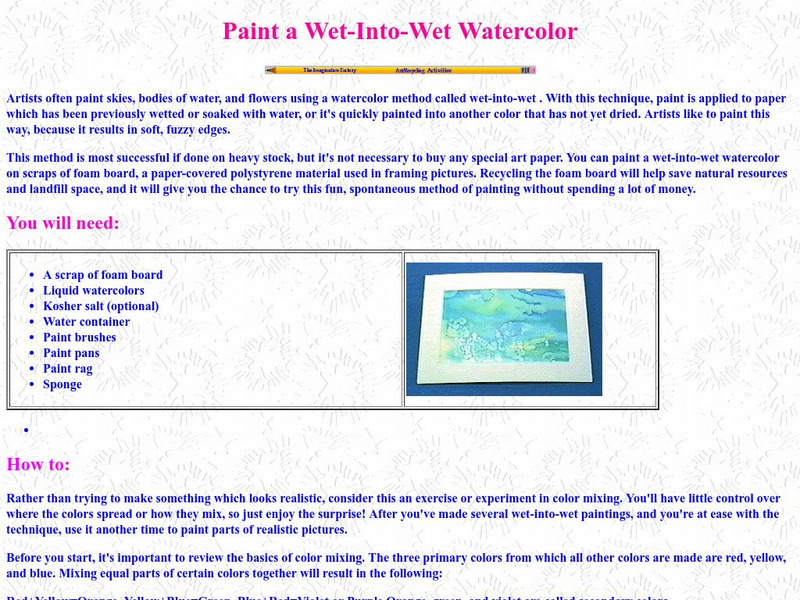Imagination Factory: Paint a Wet Into Wet Watercolor Lesson Plan Imagination Factory: Paint a Wet Into Wet Watercolor Lesson Plan