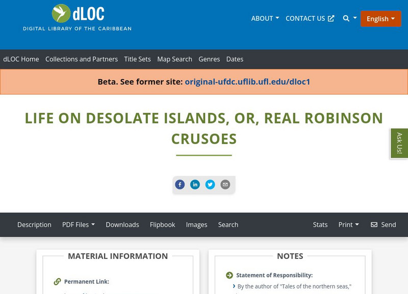 Baldwin Library: Life on Desolate Islands or Real Robinson Crusoes by Ferrier Primary