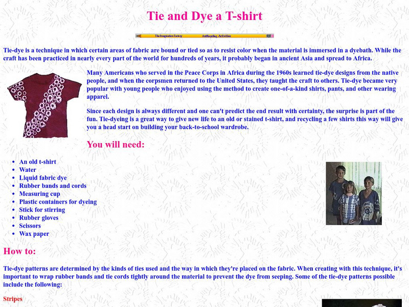 Imagination Factory: Tie and Dye a T Shirt Lesson Plan Imagination Factory: Tie and Dye a T Shirt Lesson Plan
