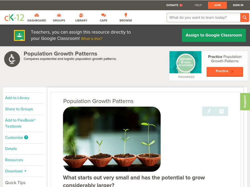 Ck 12: Biology: Population Growth Patterns Unit Plan Ck 12: Biology: Population Growth Patterns Unit Plan