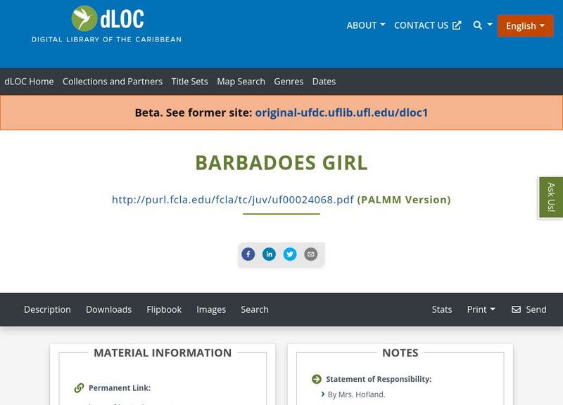 Baldwin Library: The Barbadoes Girl Primary Baldwin Library: The Barbadoes Girl Primary