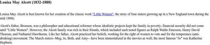 Ibiblio: Louisa May Alcott Website Ibiblio: Louisa May Alcott Website