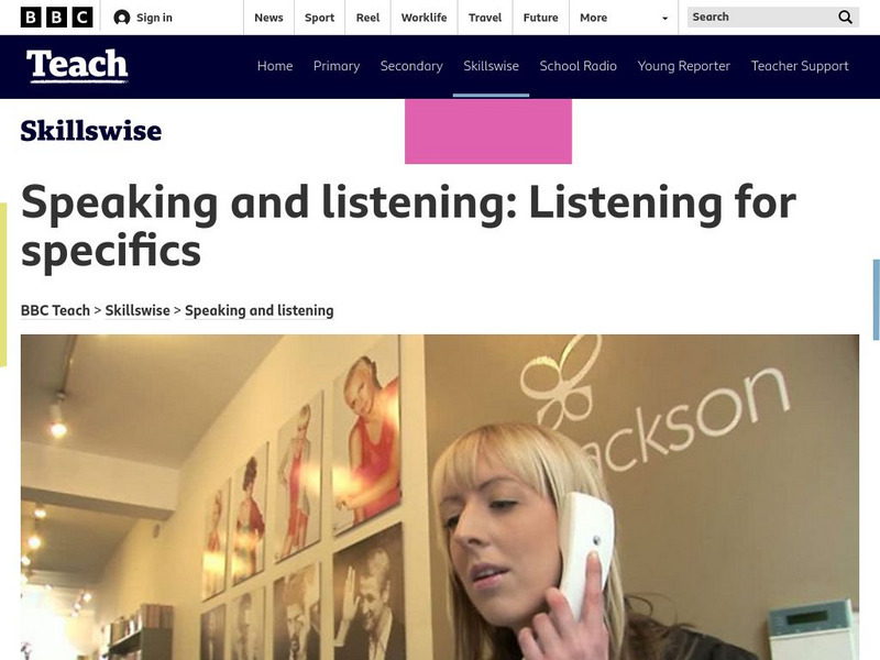 Bbc Skillswise: Listening for Specific Information Unit Plan Bbc Skillswise: Listening for Specific Information Unit Plan