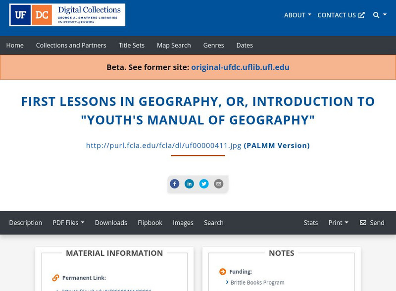 Baldwin Library: First Lessons in Geography Primary Baldwin Library: First Lessons in Geography Primary