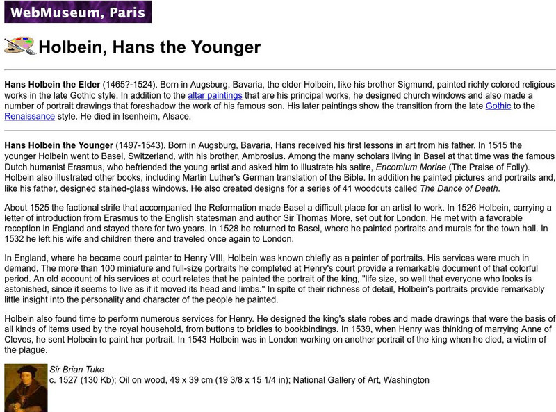 Ibiblio: Web Museum: Hans Holbein the Younger Handout Ibiblio: Web Museum: Hans Holbein the Younger Handout