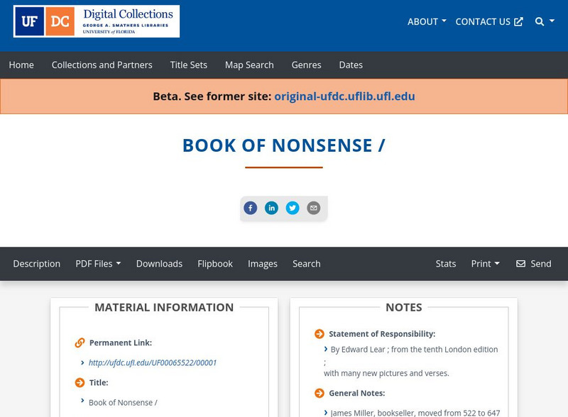 Baldwin Library: A Book of Nonsense Primary Baldwin Library: A Book of Nonsense Primary