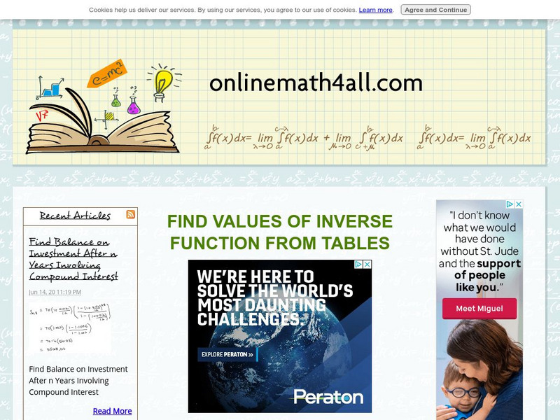 Onlinemath4all: Find Values of Inverse Functions From Tables Activity Onlinemath4all: Find Values of Inverse Functions From Tables Activity