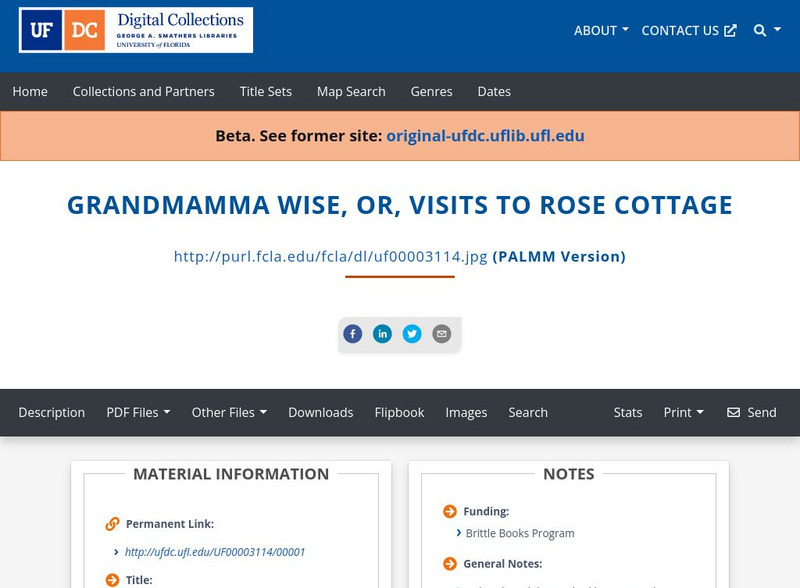 Baldwin Library: Grandmamma Wise or Visits to Rose Cottage by Kronheim & Co. Primary Baldwin Library: Grandmamma Wise or Visits to Rose Cottage by Kronheim & Co. Primary