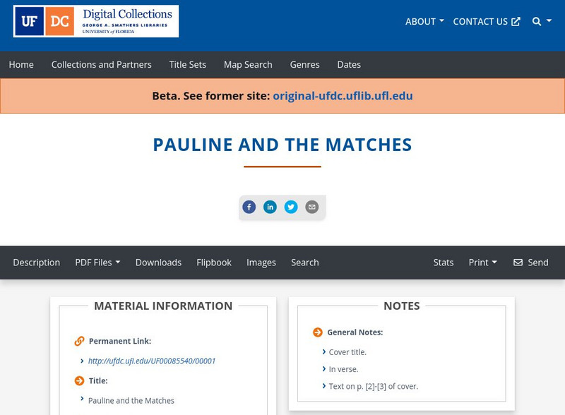 Baldwin Library: Pauline and the Matches Primary