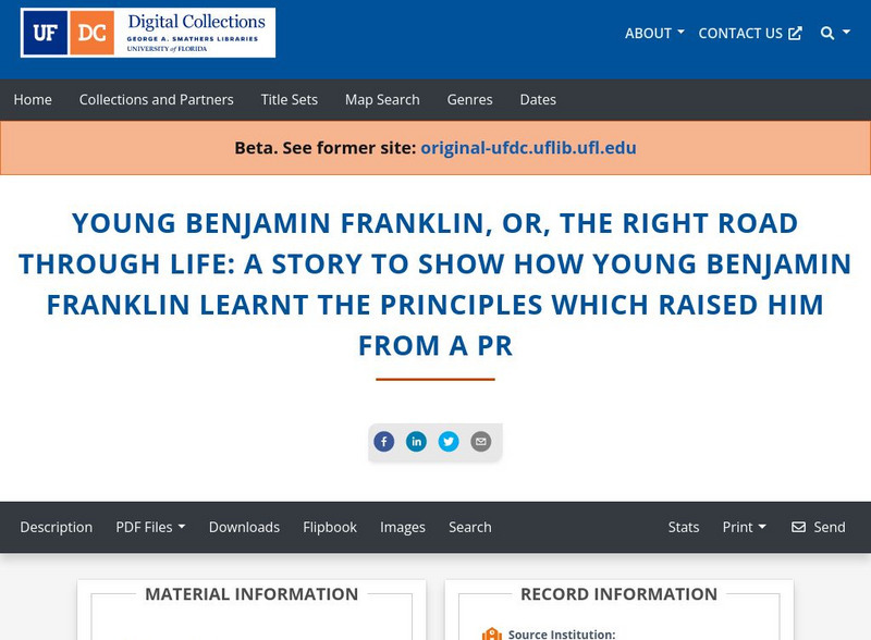 Baldwin Library:young Benjamin Franklin or the Right Road Through Life by Mayhew Primary