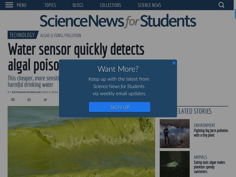 Science News for Students: Water Sensor Quickly Detects Algal Poison Article