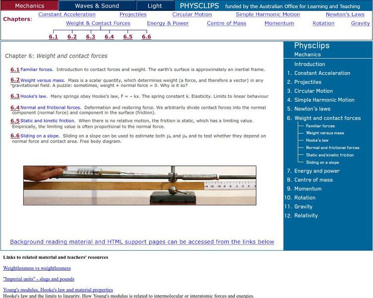 University of New South Wales: Physclips: Weight and Contact Forces Unit Plan University of New South Wales: Physclips: Weight and Contact Forces Unit Plan