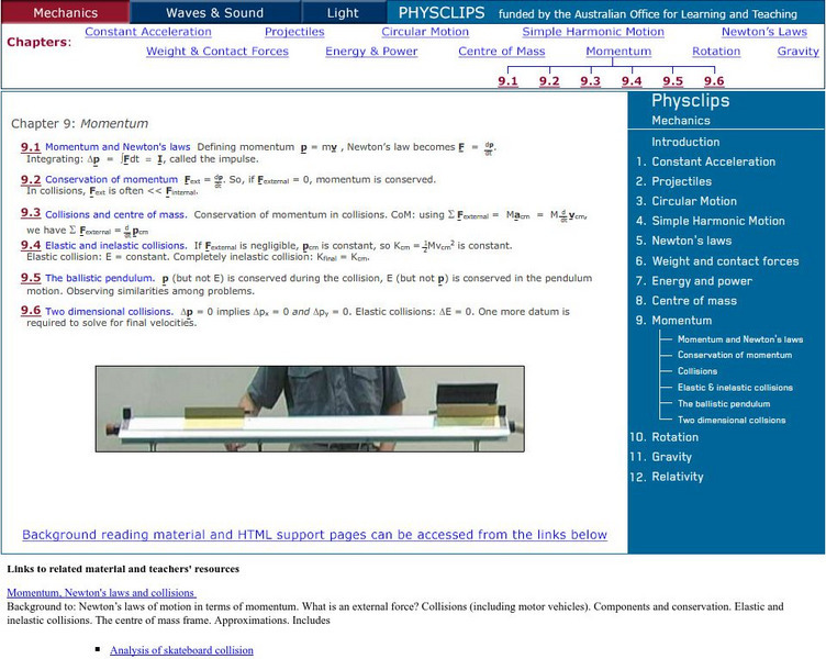 University of New South Wales: School of Physics: Physclips: Momentum Unit Plan University of New South Wales: School of Physics: Physclips: Momentum Unit Plan