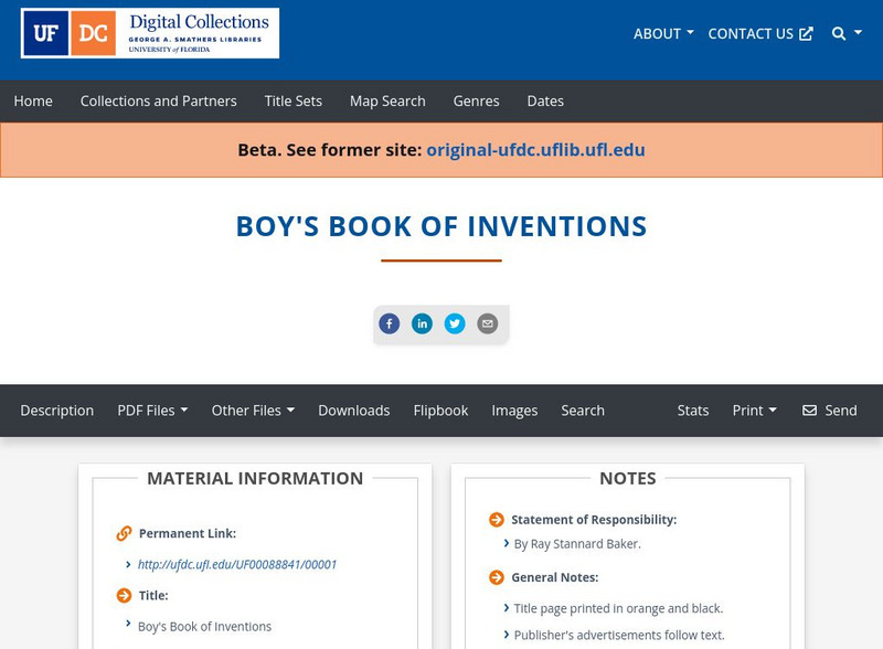Baldwin Library: The Boy's Book of Inventions Primary Baldwin Library: The Boy's Book of Inventions Primary