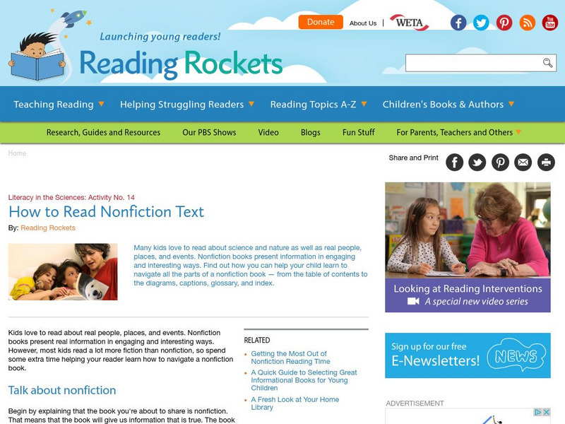 Reading Rockets: How to Read Nonfiction Text Article Reading Rockets: How to Read Nonfiction Text Article