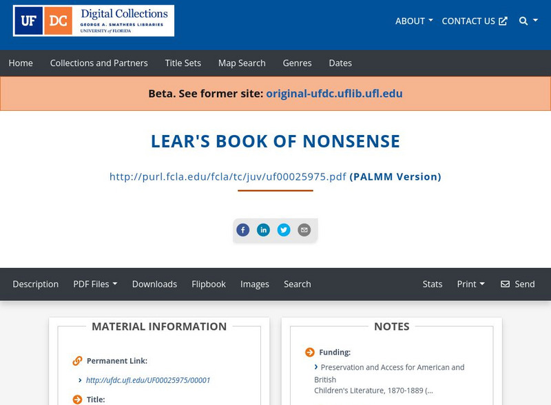 Baldwin Library: Lear's Book of Nonsense Primary Baldwin Library: Lear's Book of Nonsense Primary