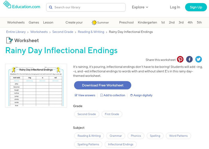 Education.com: Rainy Day Inflectional Endings Activity Education.com: Rainy Day Inflectional Endings Activity