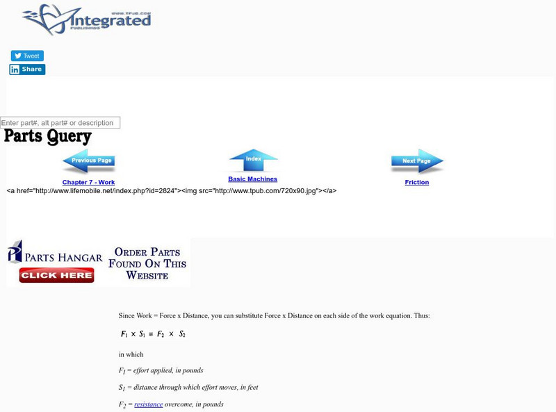 Integrated Publishing: Force and Mechanical Advantage Handout Integrated Publishing: Force and Mechanical Advantage Handout
