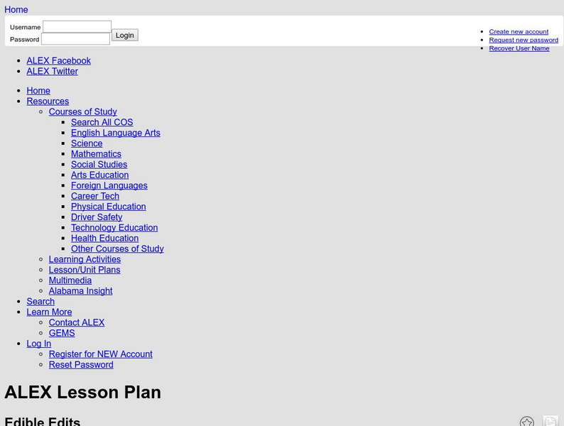 Alex: Edible Edits Lesson Plan Alex: Edible Edits Lesson Plan